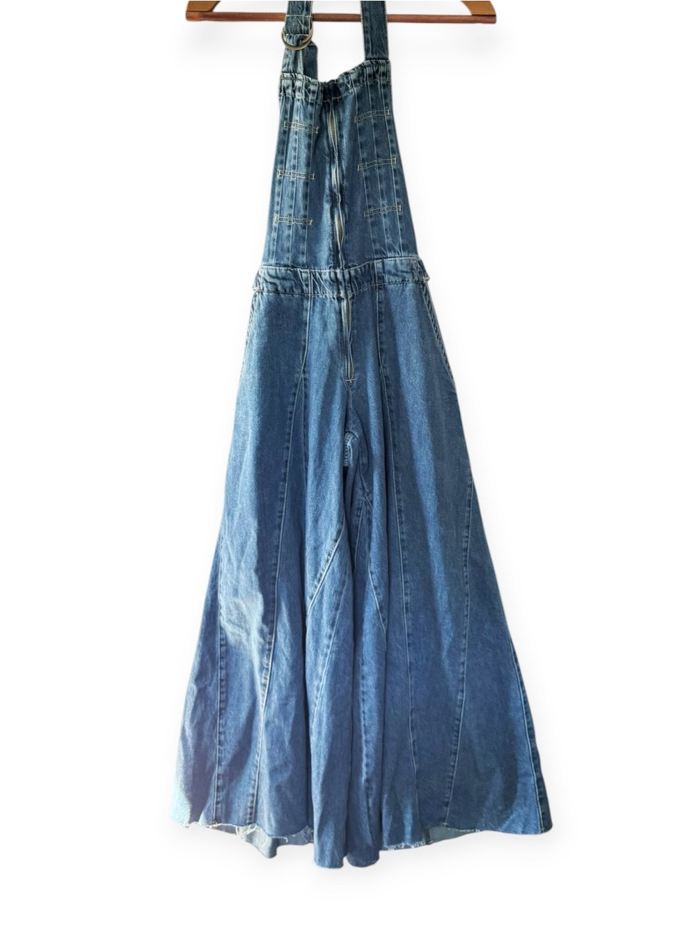 Free People We The Free Vista Apron Denim Jumpsuit Wide Leg Halter Boho | 27 - Picture 4 of 13